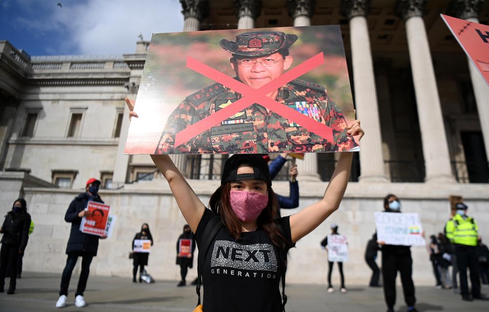 Protest against Myanmar Military Coup in London  / ANDY RAIN