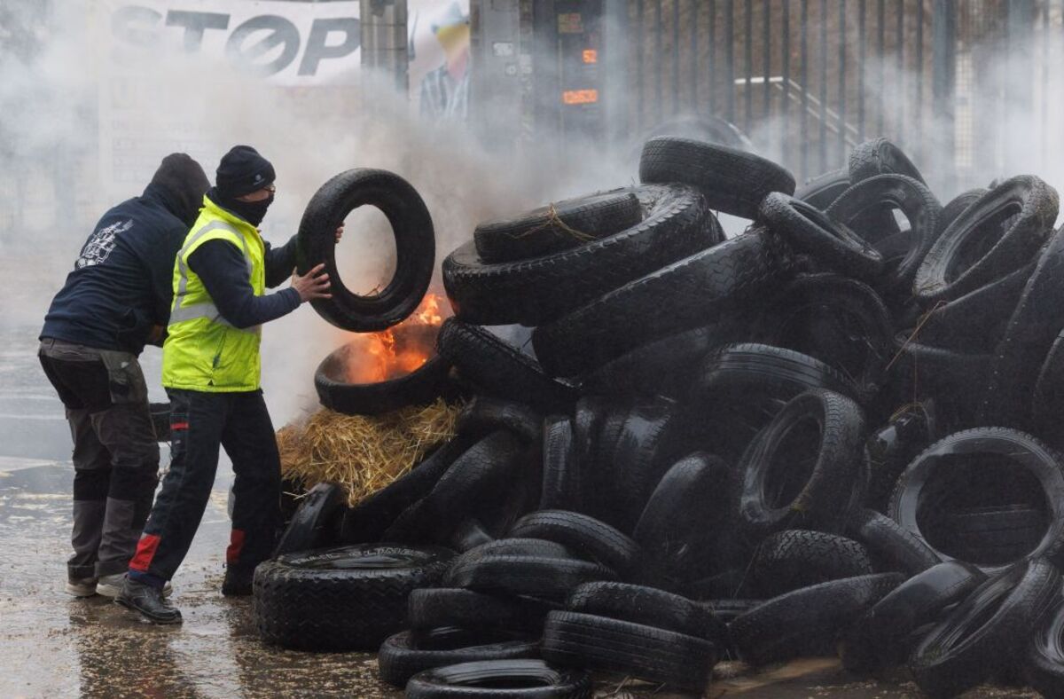 Protest action of farmers' in response to the European Agriculture Council, in Brussels  / BENOIT DOPPAGNE / BELGA PRESS /