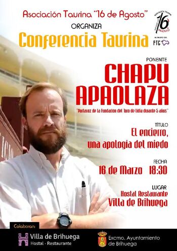 Brihuega acoge una conferencia taurina de Chapu Apaolaza